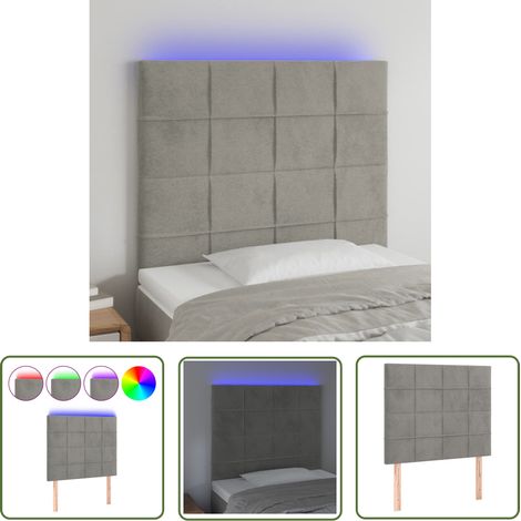 Tête de lit à LED Résistante et économique, Panneau de lit, Gris clair 80x5x118/128 cm Velours OIB7139E (1/5)