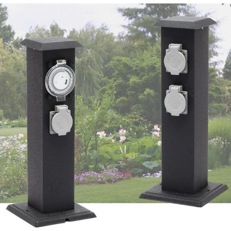 2 Multiprises Noires 4 Prises Électriques Et Minuterie Pour Jardin Et Extérieur (1/5)