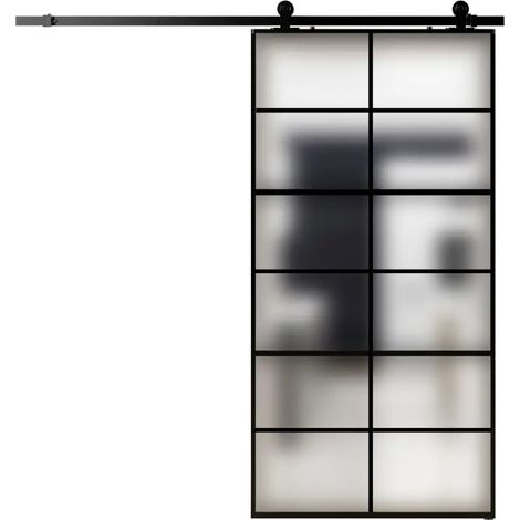Schiebetür schwarz satinierte Glas 96x220