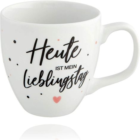 Tazza grande in porcellana bianca da 0,45 l "Heute ist mein Lieblingtag" (1/4)