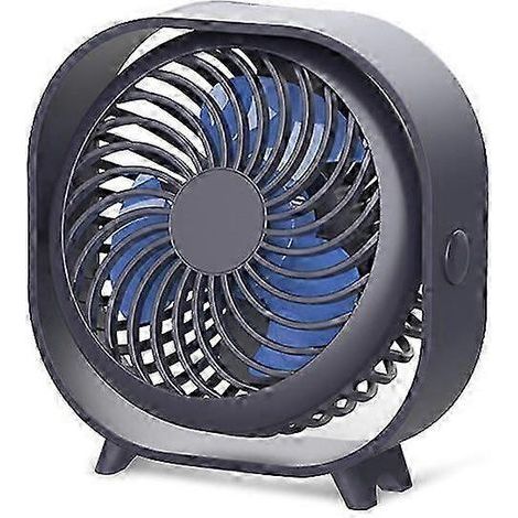 HONORNIC - Ventilateur de bureau rechargeable, mini ventilateur portable pour bureau, chambre d'étudiant ou maison, silencieux, bleu
