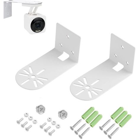 Staffa di montaggio a parete in 2 pezzi per telecamera,Supporto autoadesivo da parete,Supporto angolare da soffitto per telecamera,Bianco (1/5)