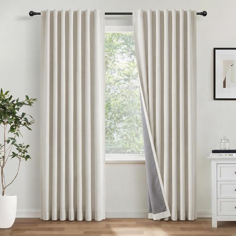 100% Rideau Occultant 140L X 245H cm Lot de 2, Beige (1/5)