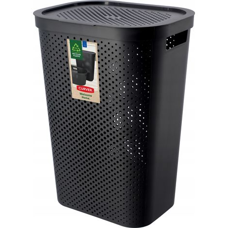 CURVER Wäschebox Infinity Recycled, aus Kunststoff, 44x35x61 cm, 60L, Dunkelgrau (1/5)