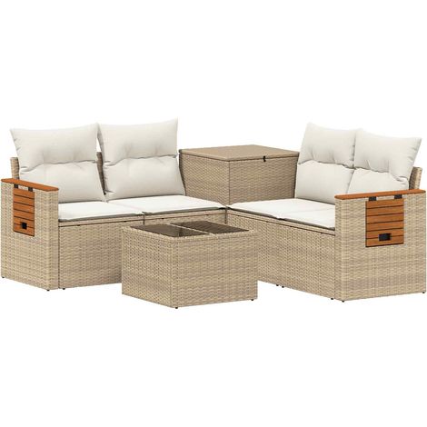 Juego de Sofá 6 uds. Beige y blanco crema vidaXL (1/5)