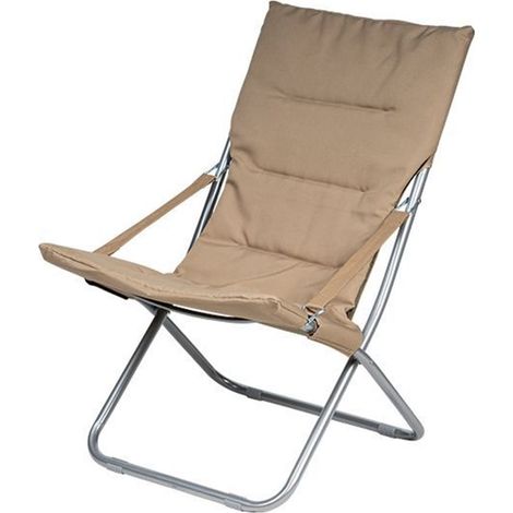 TrAdE Shop Traesio - Spiaggina Sedia Canapone In Acciaio Tessuto Imbottito Pieghevole Relax Marrone 3994190 - (1/3)