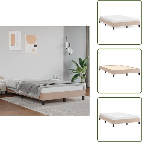 The Living Store Cadre de lit sans matelas cappuccino 120x190 cm similicuir - Cadre De Lit - Lit Double - Similicuir - Lit Capitonné - Meuble Chambre À Coucher (1/5)