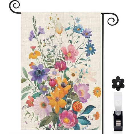 Drapeau de jardin extérieur décoration extérieure toile épaisse double face 30 x 45 cm pour porche et cour (1/5)