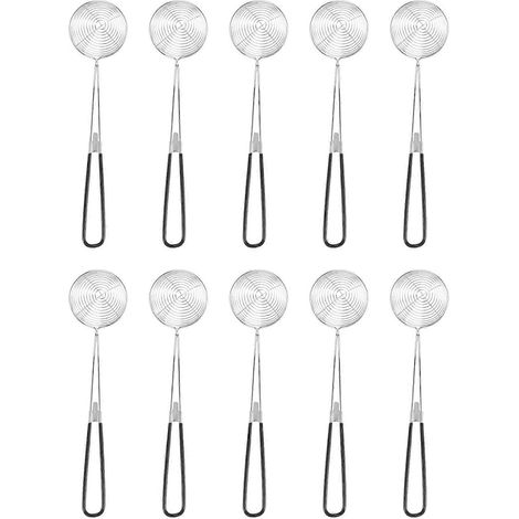 Lot de 10 écumoires à fondue chinoise, cuillères à fondue chinoise en acier inoxydable, passoire à mailles. (1/5)