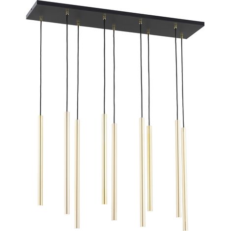 Sospensione Contemporanea In Acciaio 9 Luci Shu Nero E Oro (1/5)