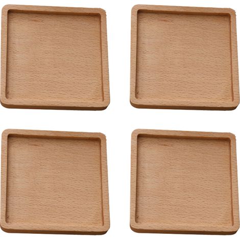 Sous-Verre En Bois - En Acacia Naturel - Anti-Dérapant Avec Pieds En Mousse - Protection De Table - Lot De 6 (1/5)