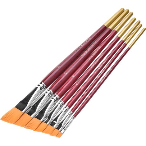 Pinceaux en nylon, à pointe biseautée, à pointe plate, pinceaux d'artiste, matériel d'art (1/5)