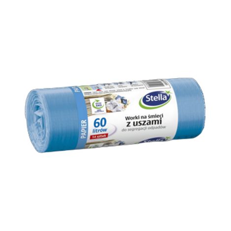 Bolsas de papel Stella para clasificar residuos, con asas, 60 L, color azul, 1 paquete de 14 unidades.