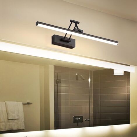 Applique murale à intensité variable, 50CM  10W LED Lumière pour miroir de salle de bain, éclairage intérieur,3000K/4500K/6000K Lumière d'affichage (Noir, 50CM) (1/4)