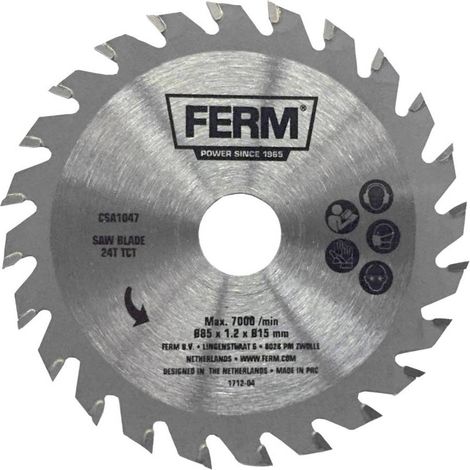 Ferm – Lame de scie circulaire 185mm 24T CSA1047 – Pour bois et plastique jusqu'à 22mm d'épaisseur – Coupe nette sans éclat (1/2)