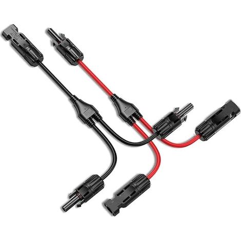 1Paire connecteur Solaire,Connecteur PV,1 to 2Connecteur de Branchement Y,Connecteur de Câble Panneau Solaire, mâle/Femelle pour Photovoltaïque Panneau Solaire Cable -MFF/FMM (1/5)