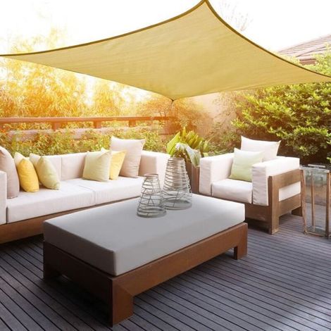 Kingshade Sonnensegel – Rechteckiges Segeltuch 2,5 x 3 m – 90 % UV-Schutz – Atmungsaktiv – Sand (1/5)