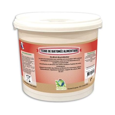 Terre de diatomée alimentaire 10L – Granulométrie fine 20 microns – Utilisation pour poules et animaux – Biodégradable et sans danger – Prefor