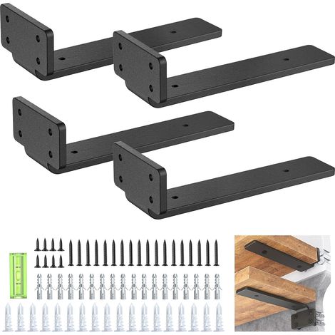 4 confezioni di staffe per mensole galleggianti da 6", staffe per mensole in metallo per impieghi gravosi, supporto per mensole a parete (1/5)