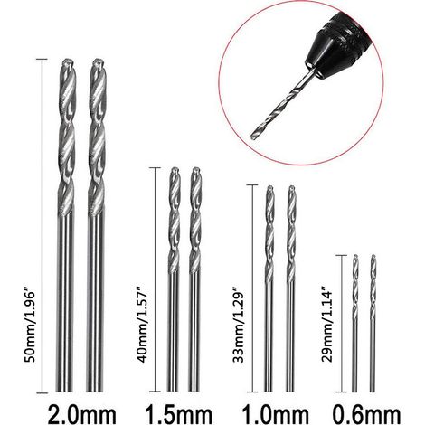 Jeu de 40 forets en acier rapide revêtus de titane (HSS) - Forets hélicoïdaux de 0,6 mm, 1,0 mm, 1,5 mm et 2,0 mm (1/5)