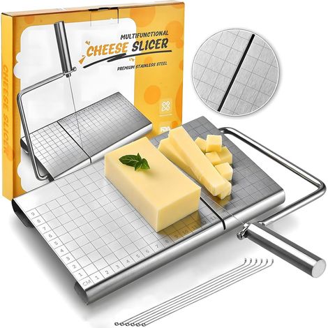 Cortador De Queso - Acero Inoxidable - Placa De Corte 12 X 21 Cm Con Escala Graduada - Para Queso Mantequilla Jamón - 1 Unidad (1/5)