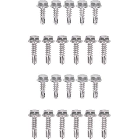 Kit de 100 vis autoperceuses avec rondelles hexagonales 4,8 x 16 mm et 4,8 x 19 mm en acier inoxydable (1/5)