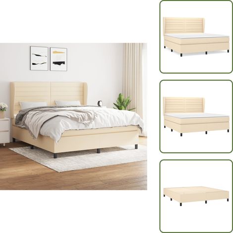 Boxspringbett mit Matratze Creme 160x200 cm Stoff - Boxspringbett - Doppelbett - Cremefarbenes Bett - Bettenrahmen - Lattenrost