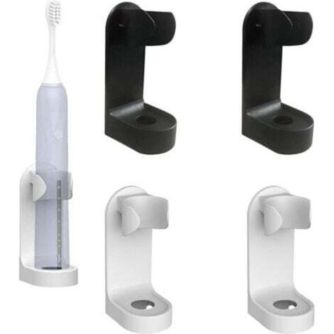 Wall-mounted electric toothbrush holder – 4-piece set, sleek black and white design, drill-free installation, USB fast charging (1/5)