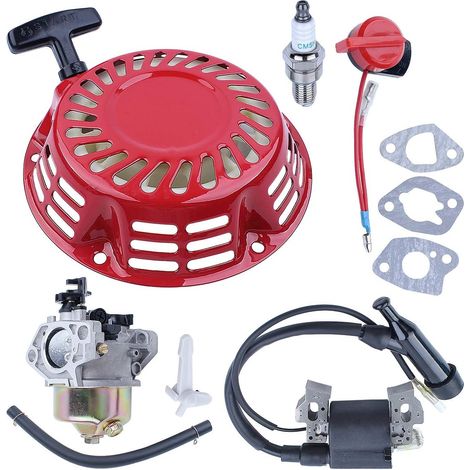 Adefol Bobine d'allumage de carburateur Démarreur à rappel pour moteur de tondeuse Honda GX160 GX200 Joint de moteur Tige de starter Tuyau de carburant Interrupteur marche/arrêt Pièces de rechange (1/5)