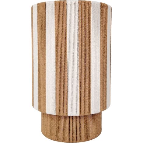 Lámpara de mesa de cuerda a rayas beige y blanco 35 cm (1/4)