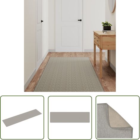 The Living Store Tapis de couloir aspect sisal taupe 80x300 cm - Tapis De Couloir - Tapis Entrée - Tapis Sisal - Tapis Taupe - Tapis Décoratif (1/5)