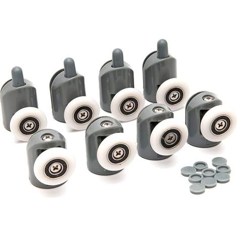 Shower door roller, shower room accessories, overhead sliding door roller and single wheel replacement accessories attached to the bottom (8 pieces) (1/5)