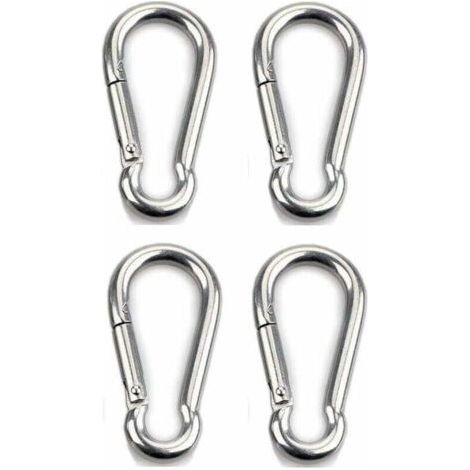 BUNTHAUS 4-teiliger Karabiner mit robustem Verschluss für Sport, Hundesicherung, Hängematten, Edelstahl 304, 8 mm dick
