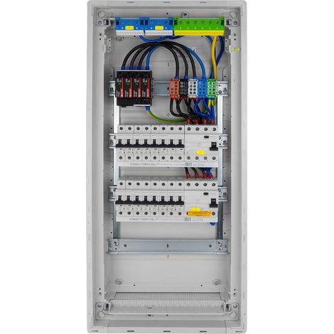 Sicherungskasten Unterputz Verteilerkasten 4-reihig 48 Module 14xMCB 2xRCCB VDE Saltek Überspannungsschutz Unterverteilung verdrahtet Verteilerschrank mit Sicherungen 755,50 x348x98mm Hager Hohlwand V (1/5)