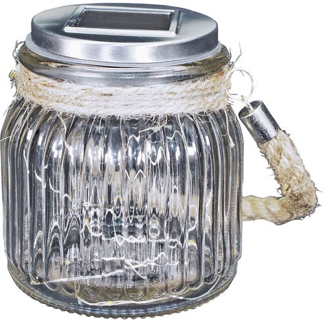 Photophore en verre solaire LED a susprendre ou à poser, 6500K blanc froid, IP44 - Tibelec (1/4)