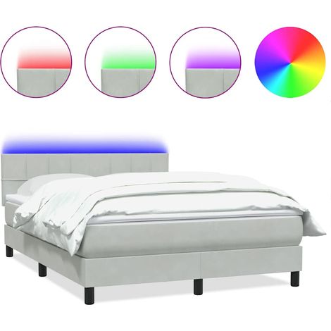 Maison Exclusive - Boxspringbett mit Matratze & LED Hellgrau 160x