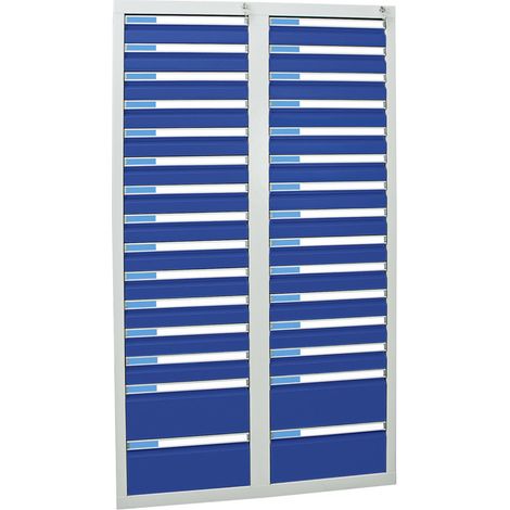 Stumpf Schubladenschrank Serie ESTA, 30 Schubladen enzianblau (26x100, 4x200mm) (1/2)
