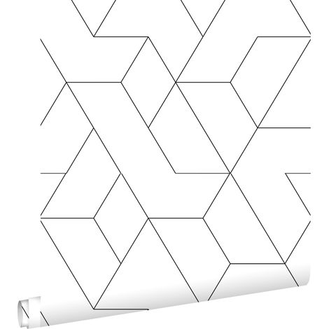 papier peint lignes graphiques noir et blanc  - ESTAhome (1/5)