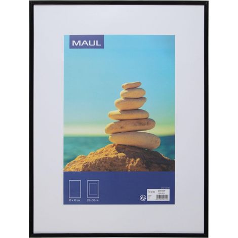 Cadre Photo 30 x 40 cm, Cadre Photo en Plastique pour Format Portrait ou Paysage, avec Passe-Partout, Cadre Interchangeable à Poser, Idéal pour Photos et Collages, Noir (1/4)