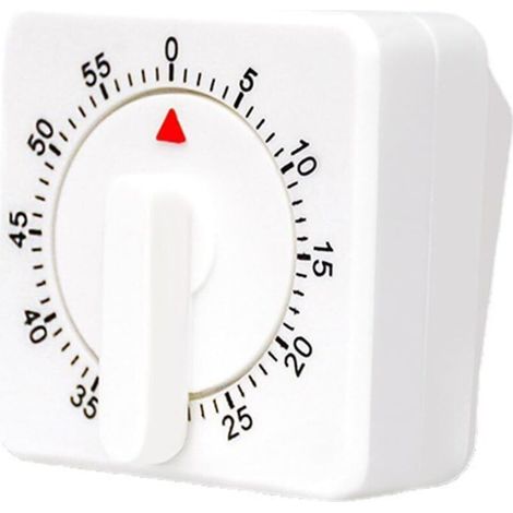 Orologio da cucina meccanico da 60 minuti, timer visivo quadrato bianco con allarme sonoro - Bianco-Crezuo