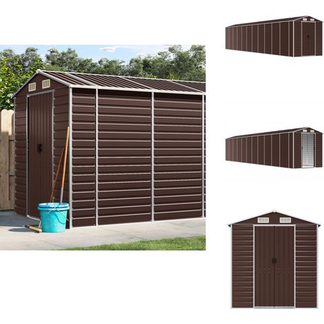 Gerätehaus Braun 191x980x198 cm Verzinkter Stahl - Geräteschuppen - Gartenhaus - Werkzeuglager - Outdoor Aufbewahrung - Stahlschrank (1/5)