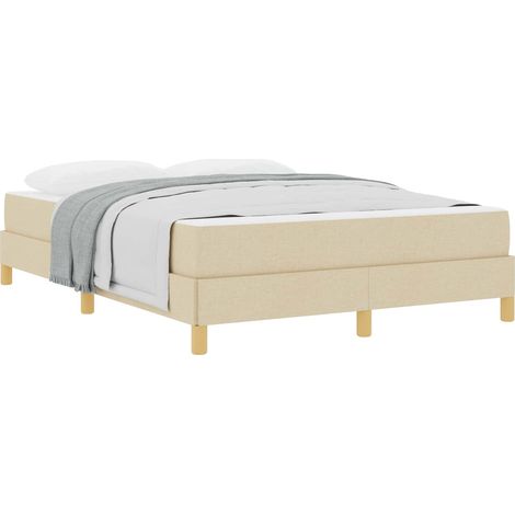 Box Spring Bed with Mattress Cream 140 x 190 cm Fabric vidaXL