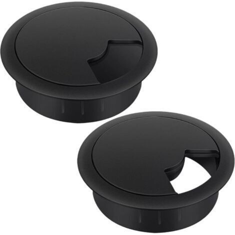 60-mm-Kabeltüllen – 2er-Pack schwarze Kunststoff-Kabelabdeckungen für Büro, Kabelmanagement-Organizer für Zuhause und Arbeitsplatz (1/5)