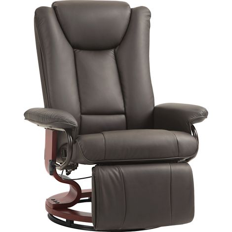 Fauteuil inclinable pivotant, supportant jusqu'à 150 kg, revêtement en similicuir, structure en acier, marron (1/5)