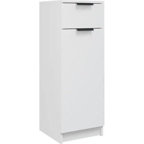 Mobiletto da bagno classico 32 x 33,5 x 90 cm ampio spazio contenitivo design elegante in legno composito bianco 020047985