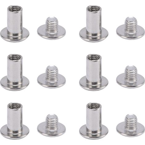Lot de 50 paires d'écrous à sertir M5 en acier inoxydable, structure stable, tête plate et ronde, pour la maroquinerie, les albums et le scrapbooking (0,24 x 0,39 x 0,43 po). (1/5)
