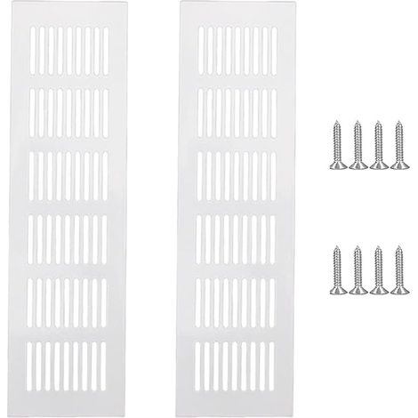 2 Pcs Aluminum Air Vent Grille Silver Rectangular Shape Ventilation Grille for Kitchen Stove Cupboard Showcase Bathroom Door (1/5)