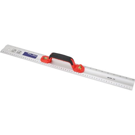 Aluminium-Lineal mit Griff, Wasserwaage, doppelter cm/Zoll-Teilung, multifunktionales Mess- und Markierwerkzeug für präzise Schnitte (1/5)