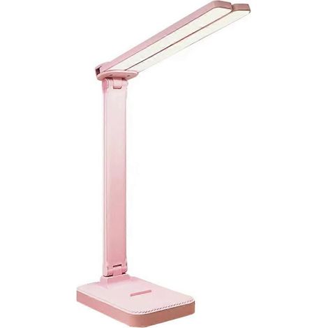 Lampe de bureau LED rose, 3 niveaux d'intensité, tactile, veilleuse, rechargeable USB, protection des yeux, pliable (1/5)