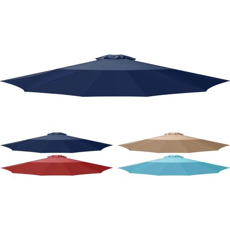 Housse de Rechange pour Parasol de marché et d'extérieur de 2,7 m avec 8 Baleines, auvent de 2,7 m, Bleu foncé (1/5)